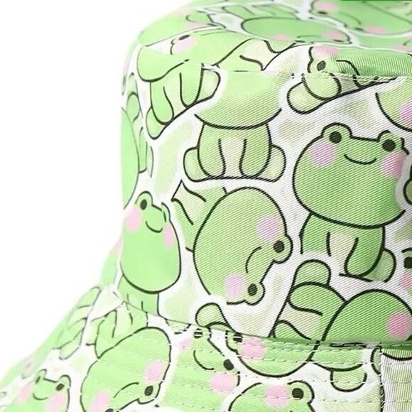Graphic Reversible Lightweight Multicolor Frog Pattern Bucket Hat One Size - Picture 6 of 7